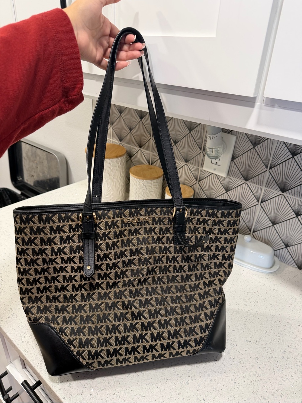 Michael Kors Black and Brown MK Logo Tote